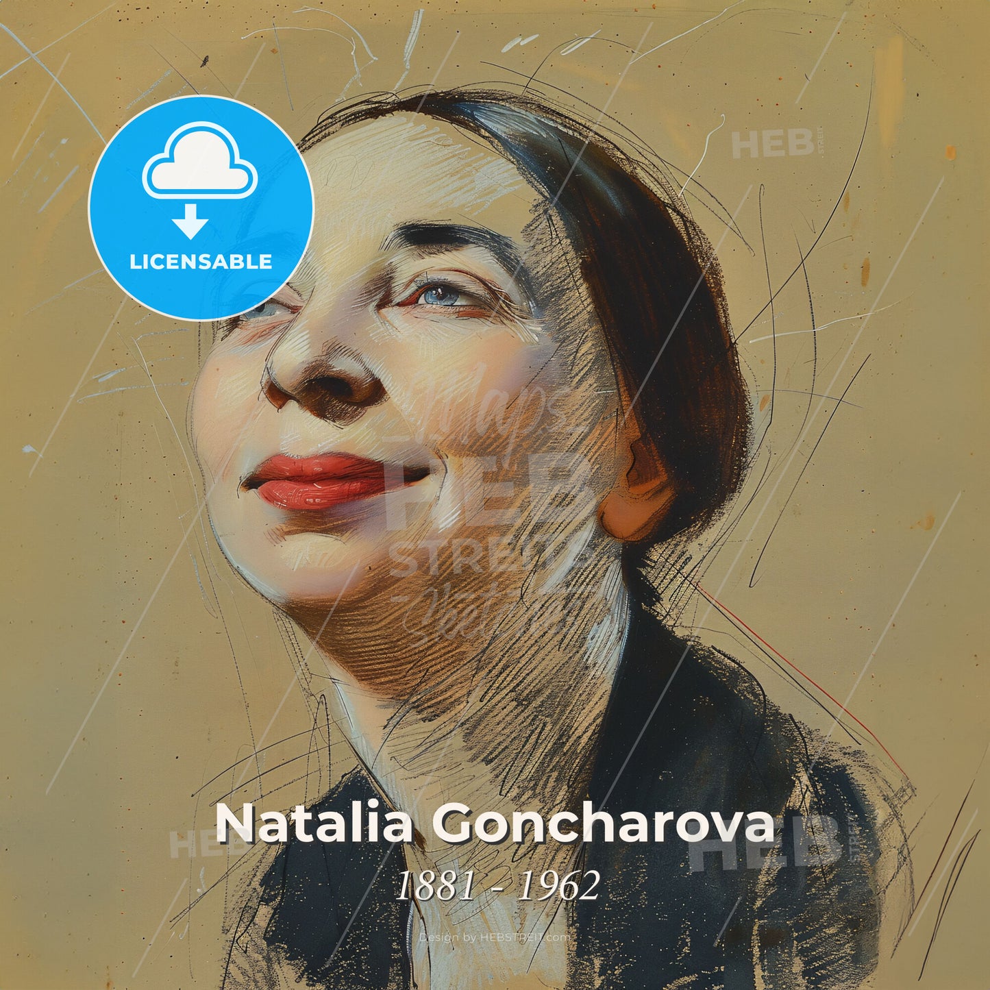 Natalia Goncharova, 1881 - 1962, Russian painter and costume designer - A Drawing Of A Woman Print Template