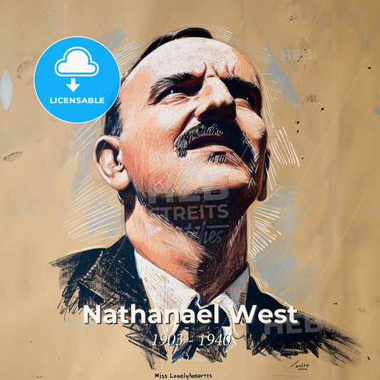 Nathanael West, 1903 - 1940, American writer - A Man With A Mustache Print Template