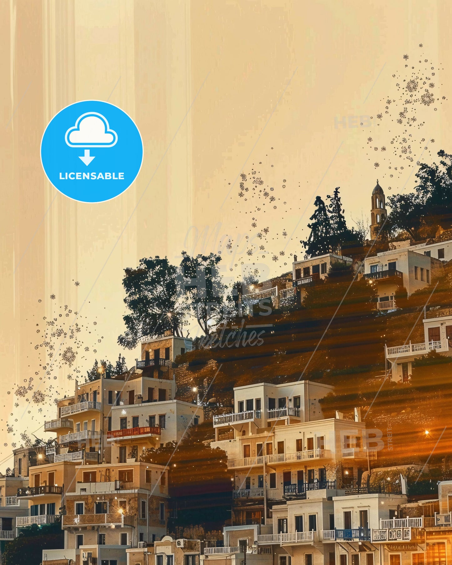 Naxos Island Greece Skyline Panorama Poster - A building on a hill