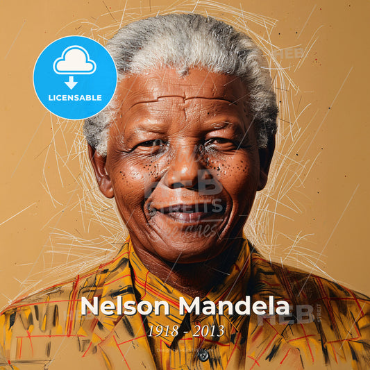 Nelson Mandela, 1918 - 2013, South African anti-apartheid revolutionary - A Man With White Hair And A Yellow Shirt Print Template