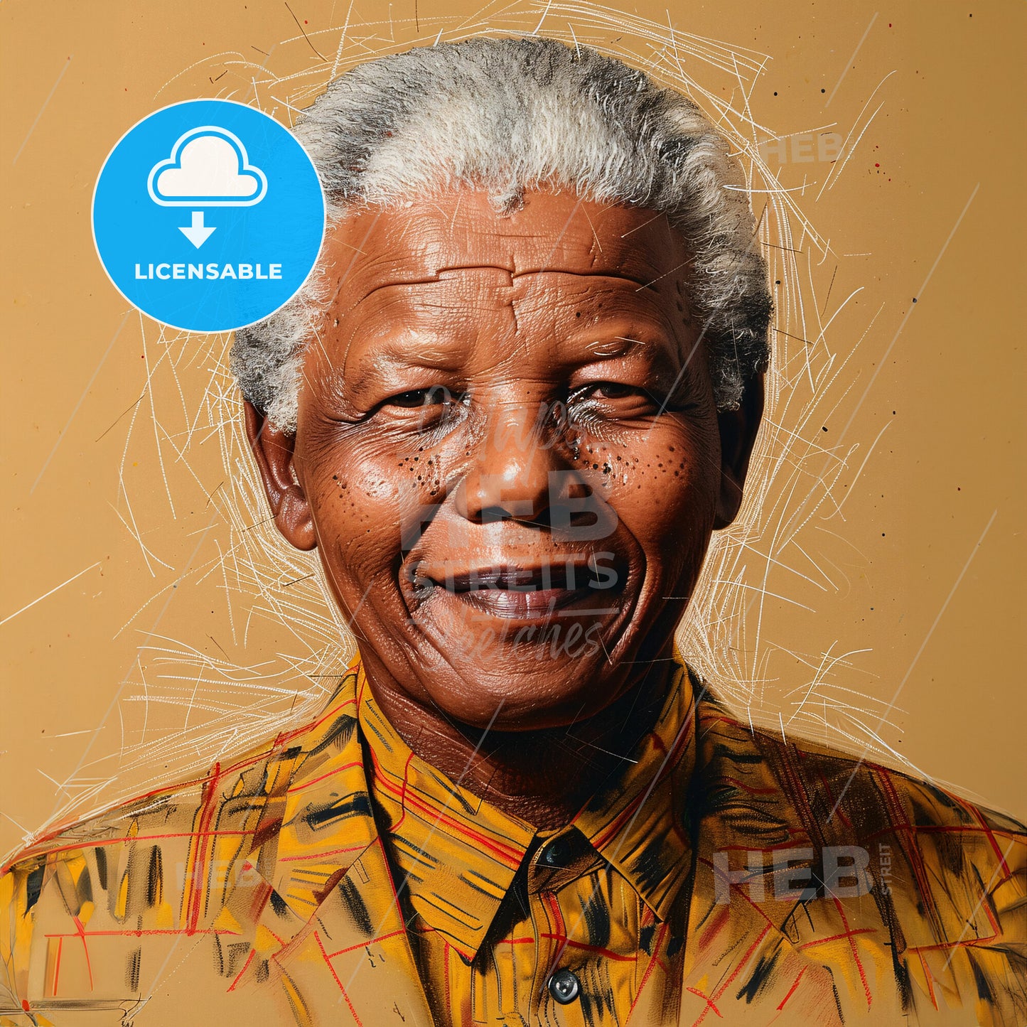 Nelson Mandela, 1918 - 2013, South African anti-apartheid revolutionary - A Man With White Hair And A Yellow Shirt