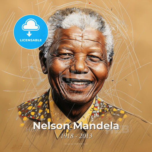 Nelson Mandela, 1918 - 2013, South African anti-apartheid revolutionary - A Man Smiling With White Hair Print Template