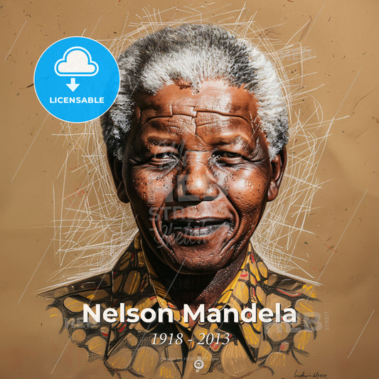 Nelson Mandela, 1918 - 2013, South African anti-apartheid revolutionary - A Man With White Hair And A Yellow Shirt Print Template