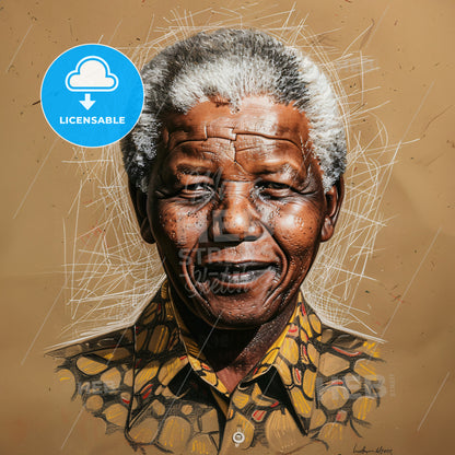 Nelson Mandela, 1918 - 2013, South African anti-apartheid revolutionary - A Man With White Hair And A Yellow Shirt