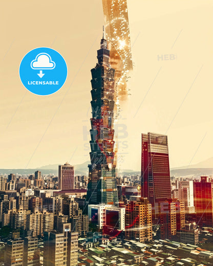 New Taipei City Skyline Poster Art - A large city with a tall building