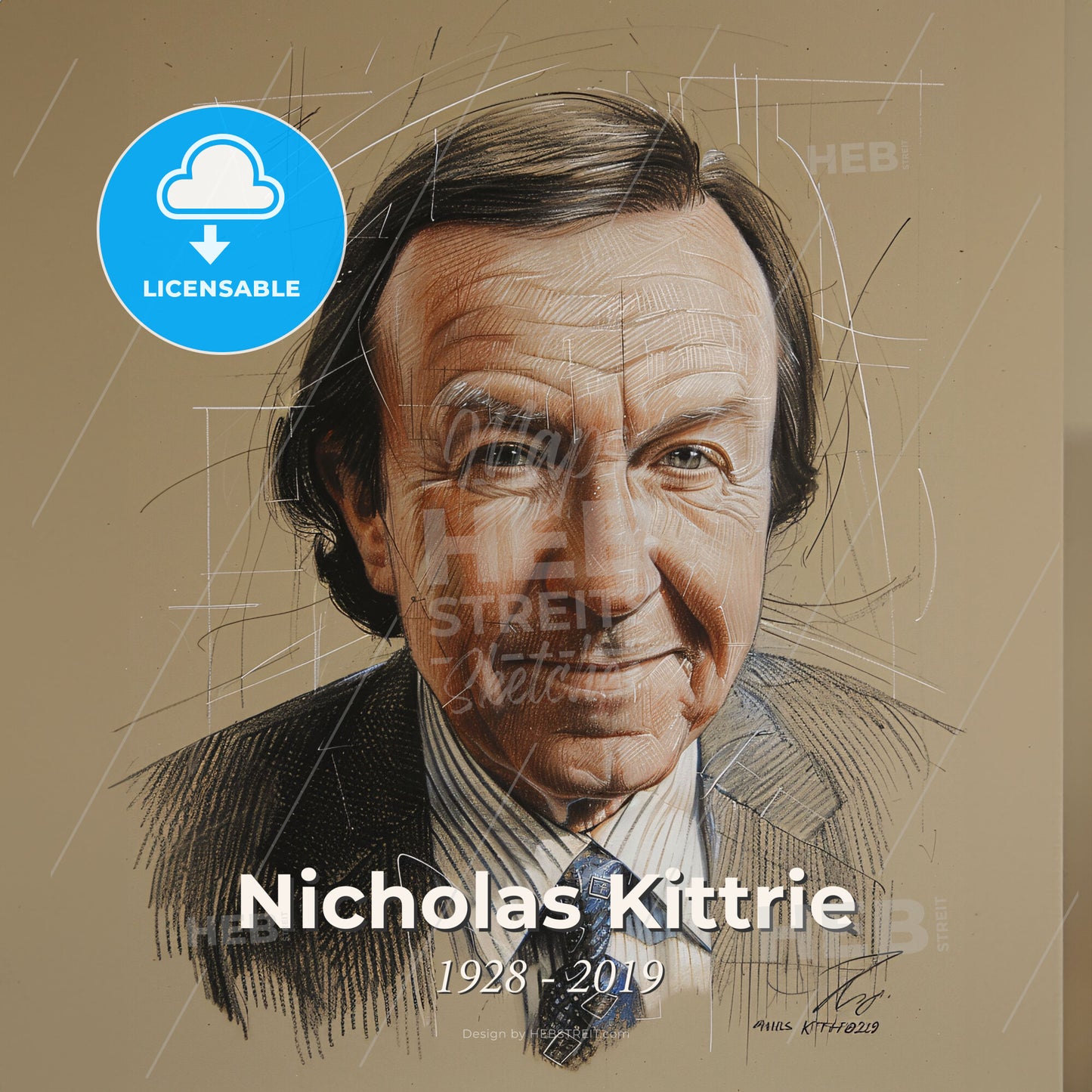 Nicholas Kittrie, 1928 - 2019, American criminologist - A Drawing Of A Man Print Template