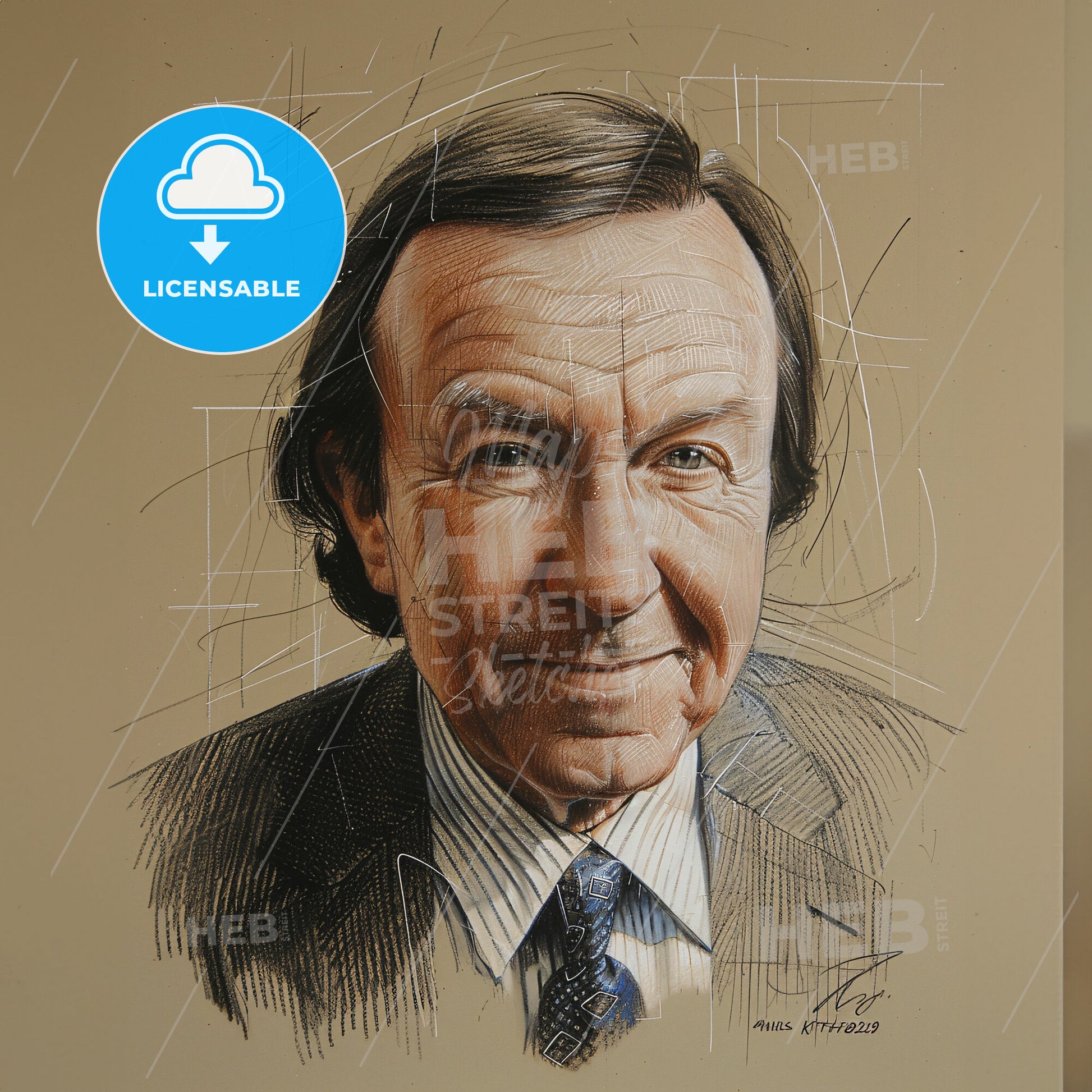 Nicholas Kittrie, 1928 - 2019, American criminologist - A Drawing Of A Man