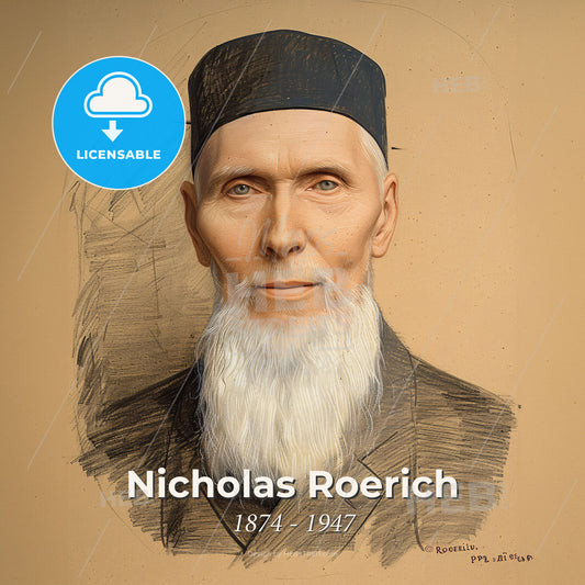 Nicholas Roerich, 1874 - 1947, Russian painter and spiritual teacher - A Man With A White Beard Print Template