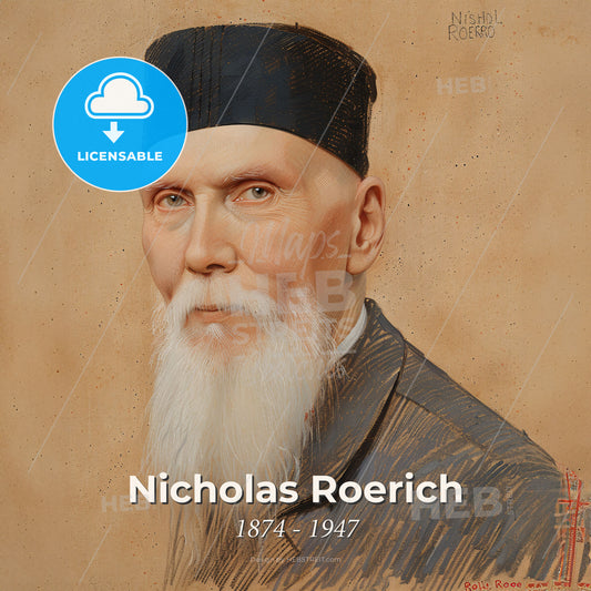 Nicholas Roerich, 1874 - 1947, Russian painter and spiritual teacher - A Man With A White Beard Print Template
