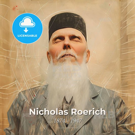 Nicholas Roerich, 1874 - 1947, Russian painter and spiritual teacher - A Man With A White Beard Print Template