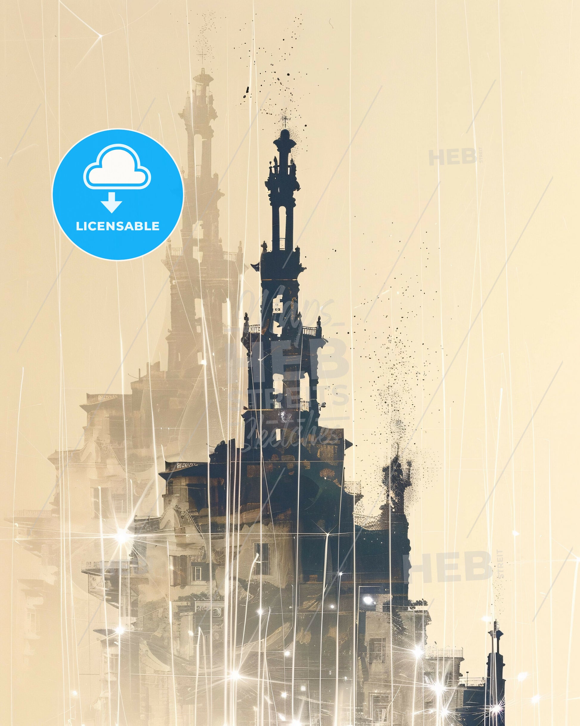 Nikaia Greece City Skyline Poster Silhouette - A building with a tower