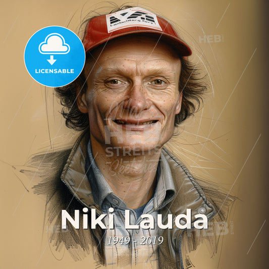 Niki Lauda, 1949 - 2019, Austrian racing driver - A Man Wearing A Red Hat Print Template