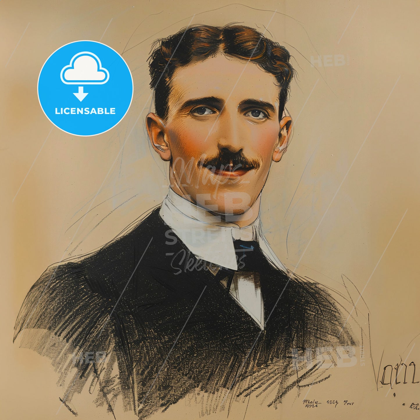 Nikola Tesla, 1856 - 1943, Serbian-American inventor - A Man With A Mustache