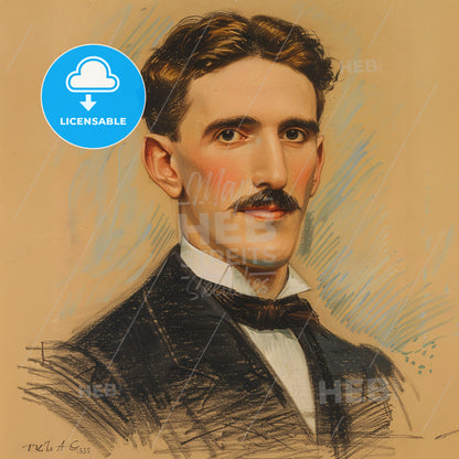 Nikola Tesla, 1856 - 1943, Serbian-American inventor - A Man With A Mustache
