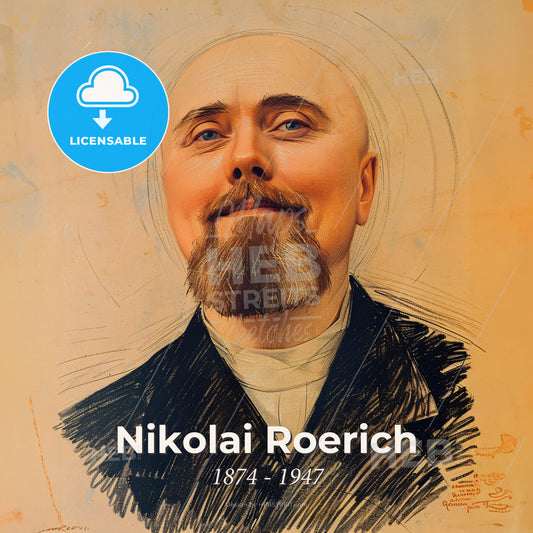 Nikolai Roerich, 1874 - 1947, Russian painter and philosopher - A Man With A Beard And Mustache Print Template