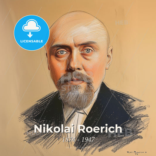 Nikolai Roerich, 1874 - 1947, Russian painter and philosopher - A Man With A Beard Print Template