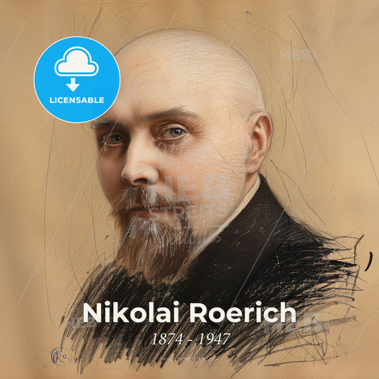 Nikolai Roerich, 1874 - 1947, Russian painter and philosopher - A Man With A Beard And Mustache Print Template