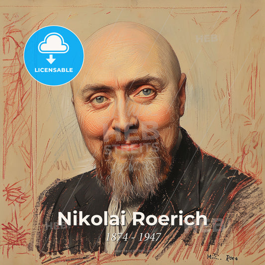 Nikolai Roerich, 1874 - 1947, Russian painter and philosopher - A Man With A Beard And Mustache Print Template