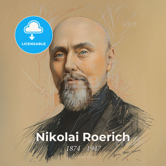 Nikolai Roerich, 1874 - 1947, Russian painter and philosopher - A Man With A Beard Print Template