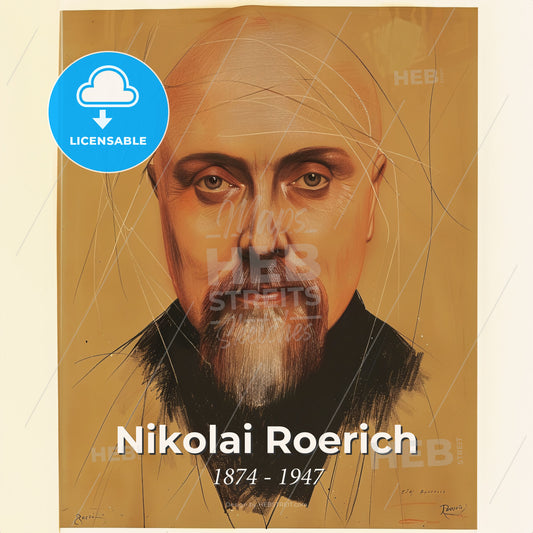 Nikolai Roerich, 1874 - 1947, Russian painter and philosopher - A Portrait Of A Man Print Template