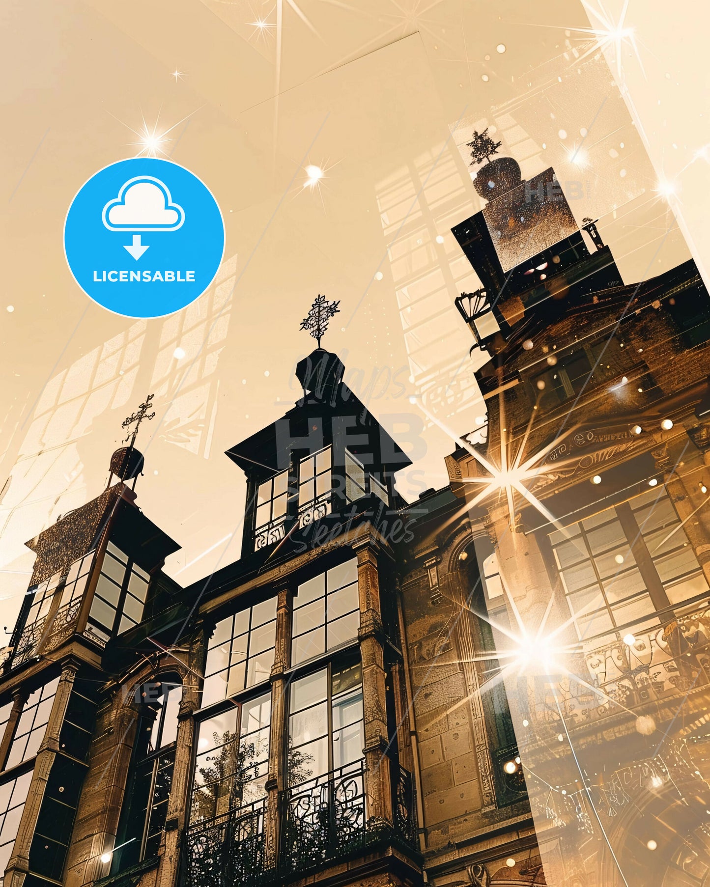 Noisy-le-Grand Nightlights Cityscape Minimalist Print - A building with windows and a tower