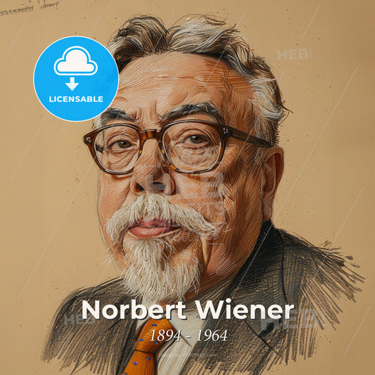 Norbert Wiener, 1894 - 1964, American mathematician and philosopher - A Man With A Beard Wearing Glasses And A Suit Print Template