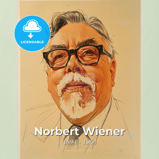 Norbert Wiener, 1894 - 1964, American mathematician and philosopher - A Portrait Of A Man With Glasses Print Template