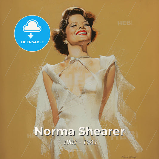 Norma Shearer, 1902 - 1983, Canadian-American actress - A Woman In A White Dress Print Template