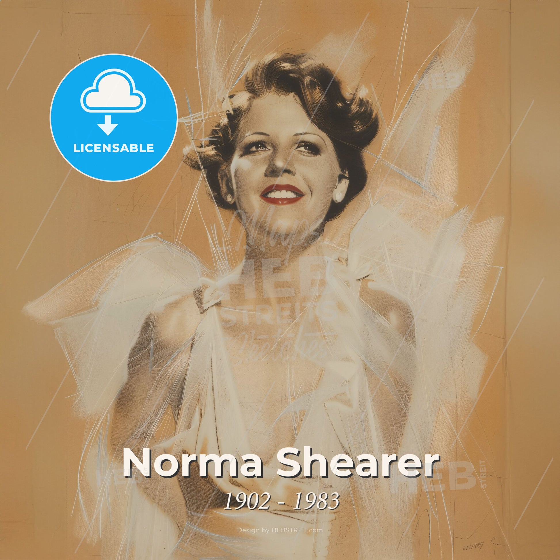 Norma Shearer, 1902 - 1983, Canadian-American actress - A Woman In A White Dress Print Template