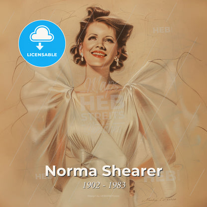 Norma Shearer, 1902 - 1983, Canadian-American actress - A Woman In A White Dress Print Template