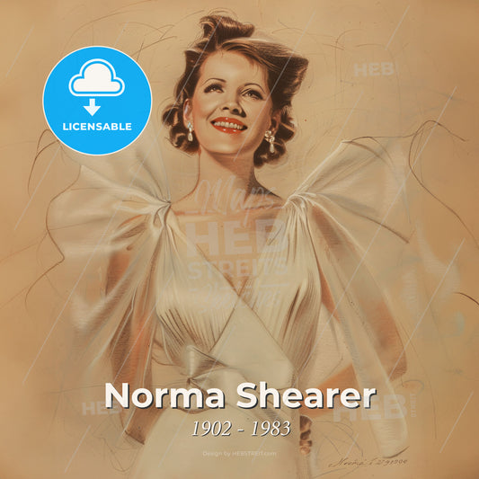 Norma Shearer, 1902 - 1983, Canadian-American actress - A Woman In A White Dress Print Template
