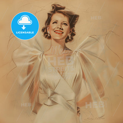 Norma Shearer, 1902 - 1983, Canadian-American actress - A Woman In A White Dress