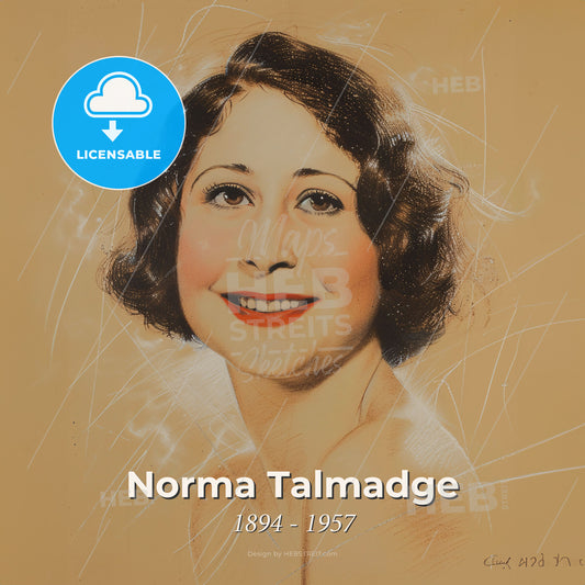 Norma Talmadge, 1894 - 1957, American actress - A Woman With Short Brown Hair Print Template