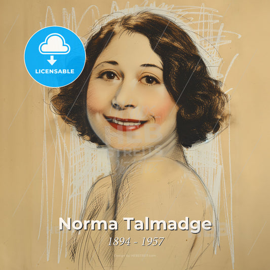 Norma Talmadge, 1894 - 1957, American actress - A Woman Smiling With Short Hair Print Template