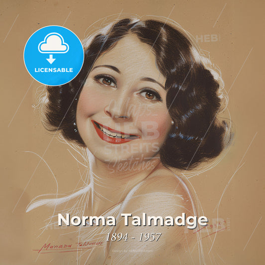Norma Talmadge, 1894 - 1957, American actress - A Woman With Short Dark Hair Smiling Print Template