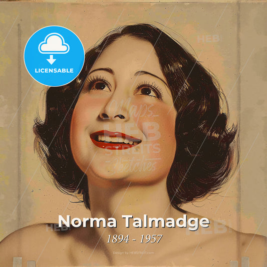 Norma Talmadge, 1894 - 1957, American actress - A Woman Smiling With Red Lipstick Print Template