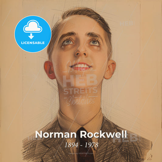 Norman Rockwell, 1894 - 1978, American illustrator - A Drawing Of A Man Looking Up Print Template