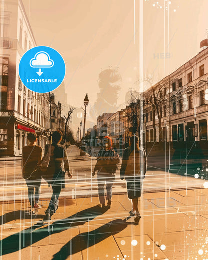 Novosibirsk Skyline Minimalist City Home Decor - A group of people walking on a street