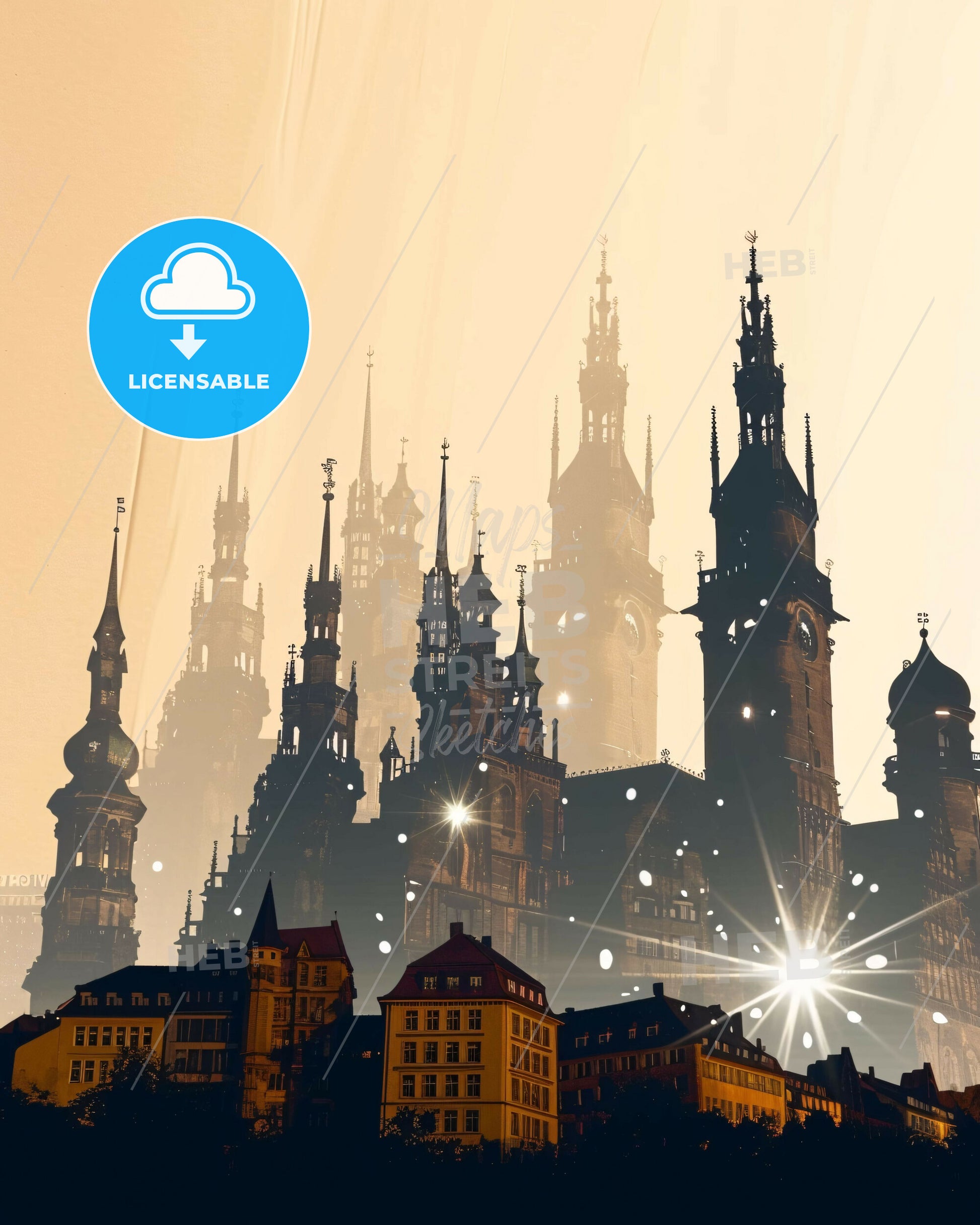 Nurnberg Skyline Composite Art Poster - A city with towers and towers