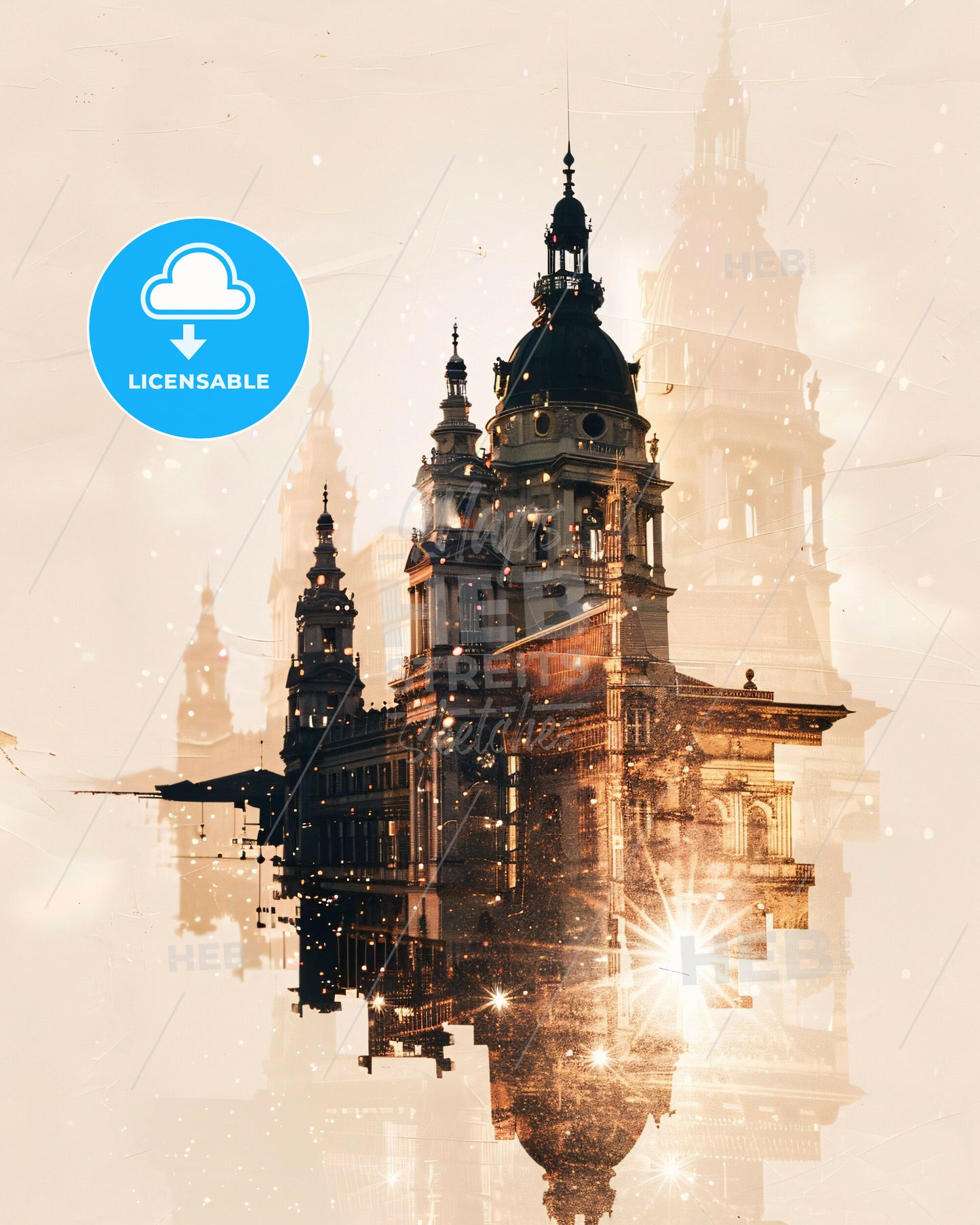 Nyíregyháza City Skyline Double Exposure Poster - A double exposure of a building