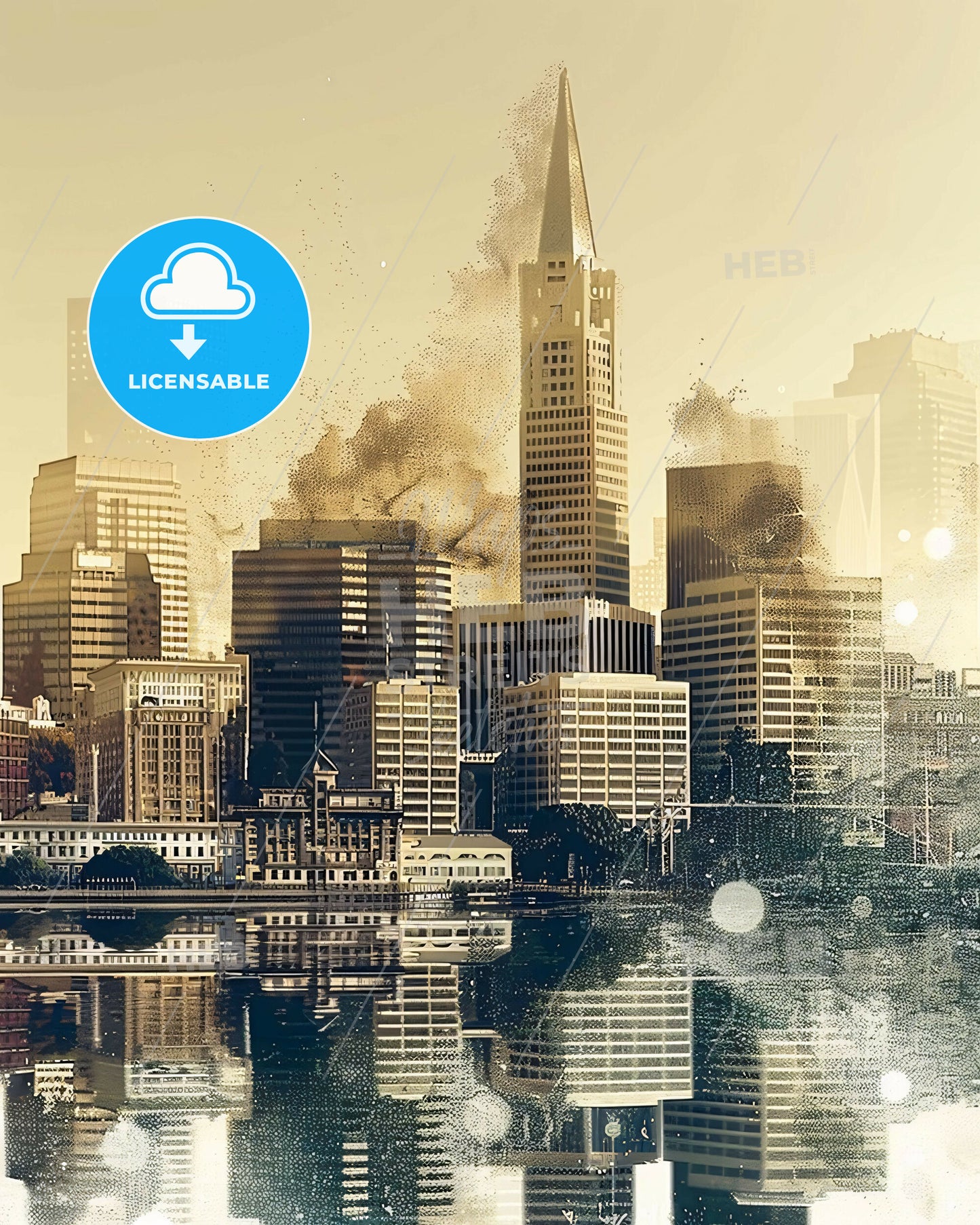 Oakland City Skalines Sparkles - A city with a large building in the background