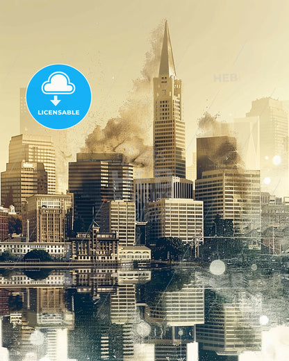 Oakland City Skalines Sparkles - A city with a large building in the background