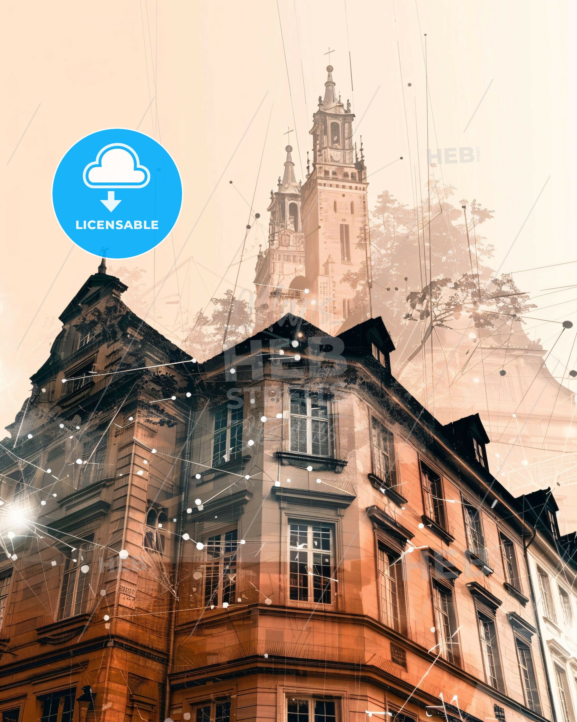 Odense City Denmark Skyline Silhouette Art Print Poster - A building with a tower