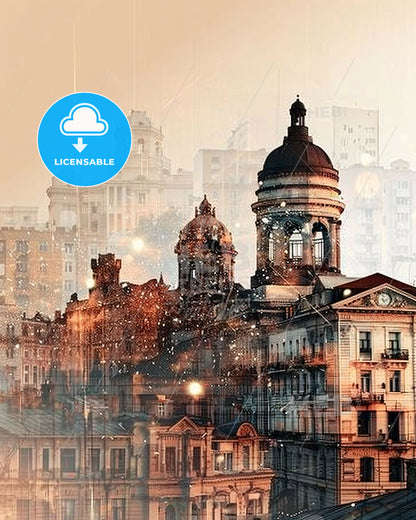 Odessa, Ukraine: Skyline Extravaganza on Beige - A city with many buildings