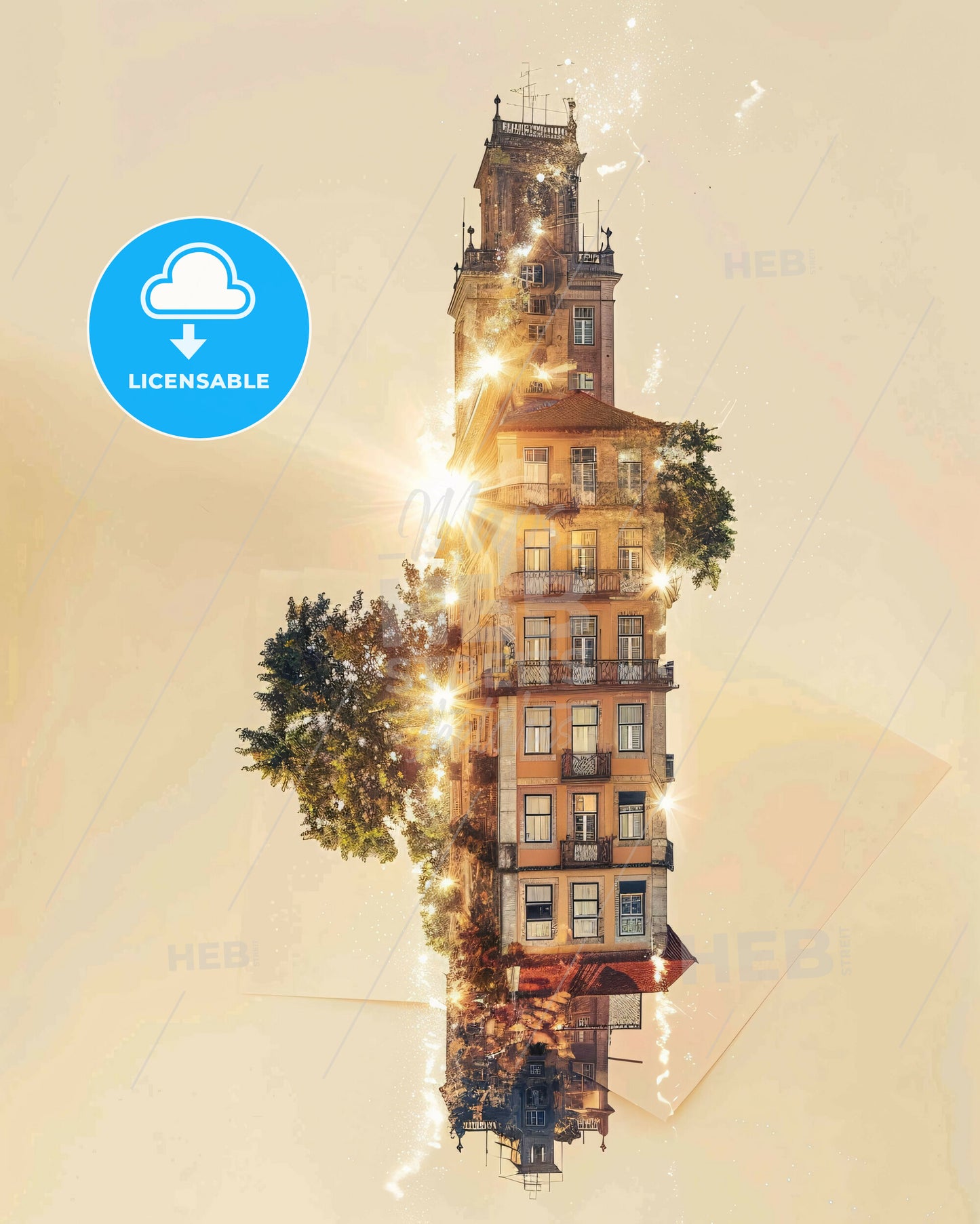 Odivelas Skyline Modern Architecture Panorama Cityscape Print - A building with a tower and trees