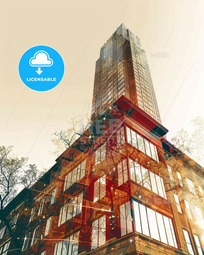 Oklahoma City Skyline Night Sparkle Poster - A tall building with trees in the background