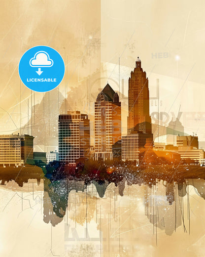 Olathe: City Lights and Local Landmarks - A city skyline with buildings and a reflection