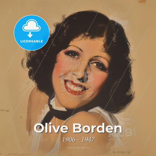 Olive Borden, 1906 - 1947, American actress - A Painting Of A Woman Smiling Print Template