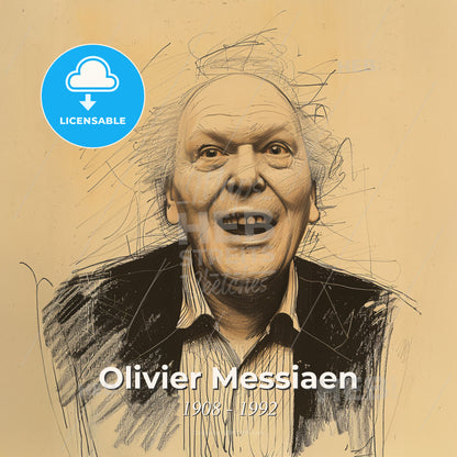 Olivier Messiaen, 1908 - 1992, French composer - A Drawing Of A Man Smiling Print Template
