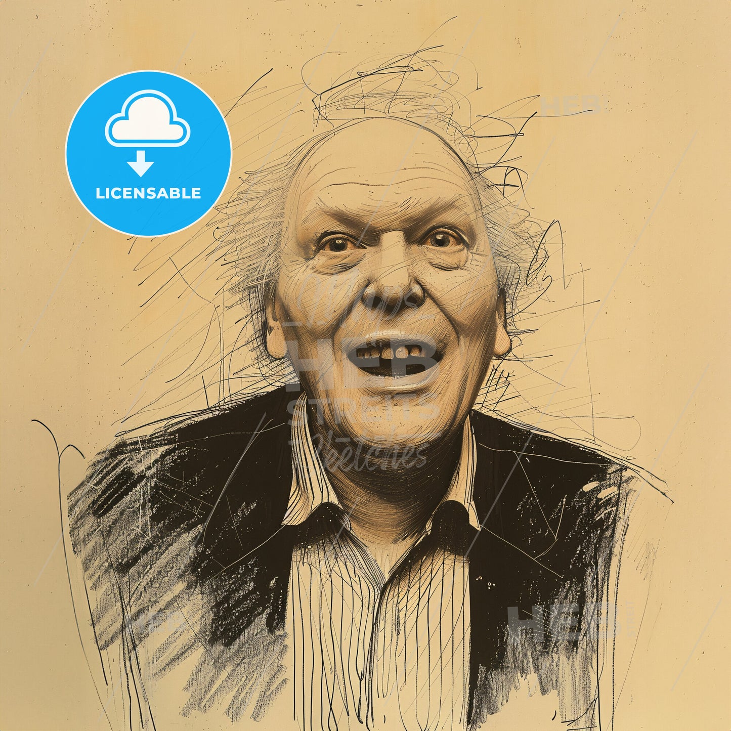 Olivier Messiaen, 1908 - 1992, French composer - A Drawing Of A Man Smiling